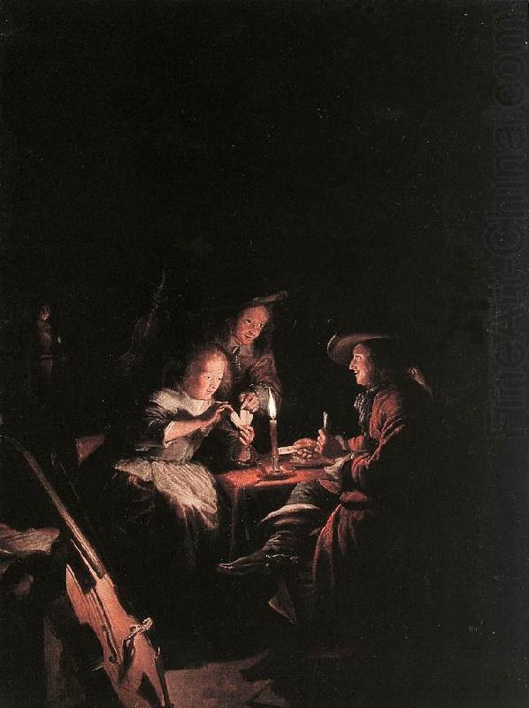 DOU, Gerrit Cardplayers at Candlelight dfg china oil painting image